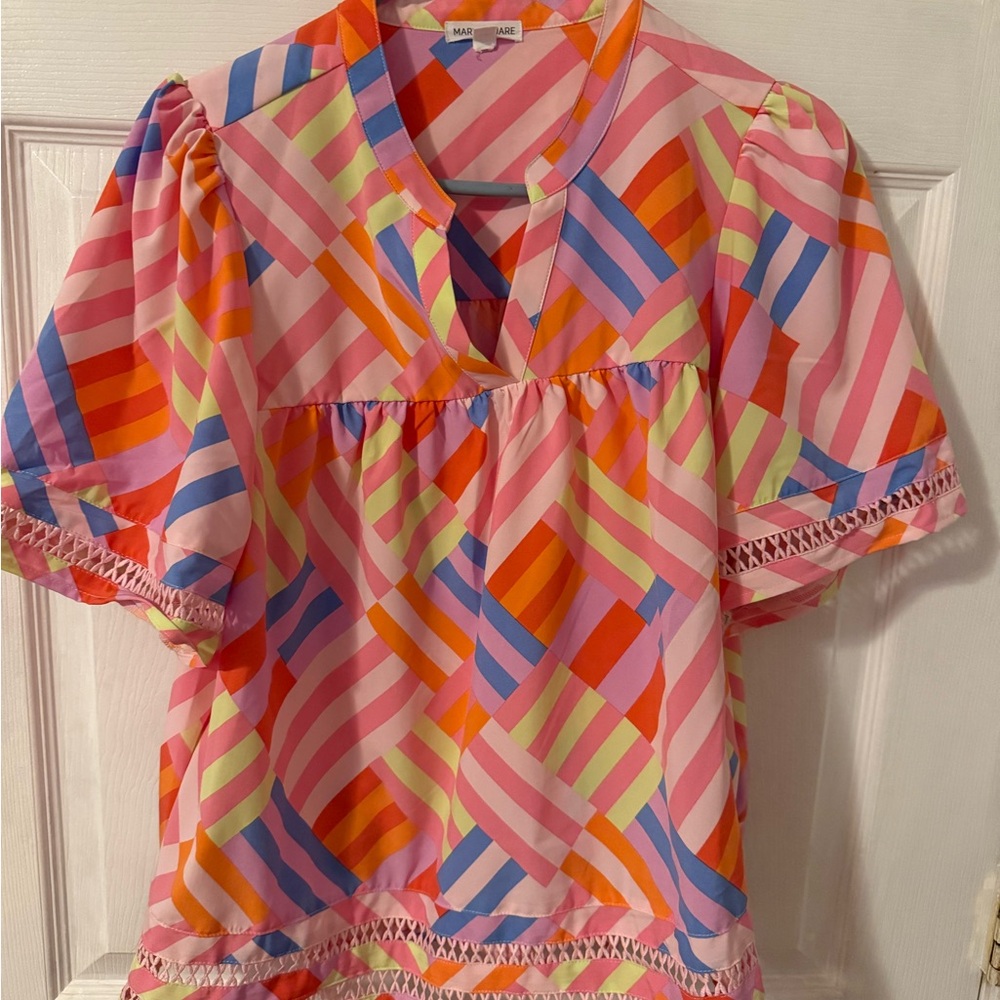 Colorful Geometric Blouse by Diane Von Furstenberg